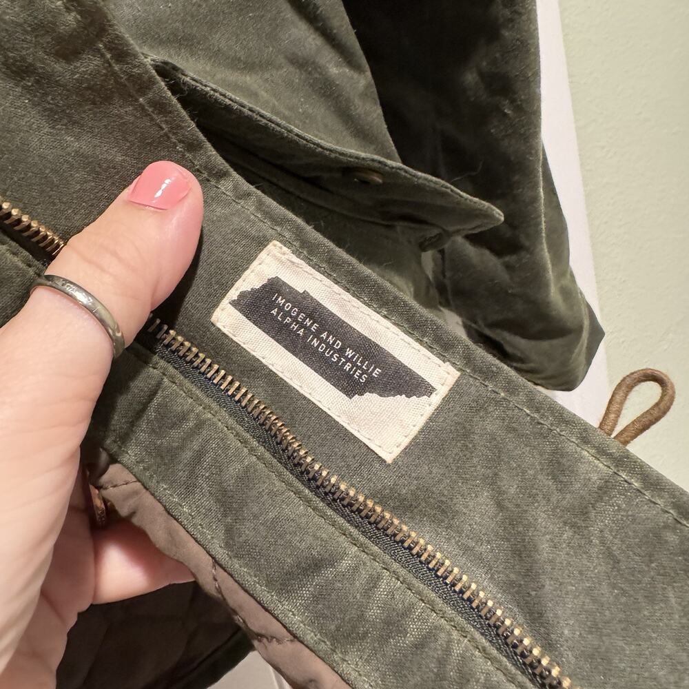 Alpha Industries Imogene Willie Wax Field Jacket Quilted Lining Forest Green Med - Picture 6 of 10